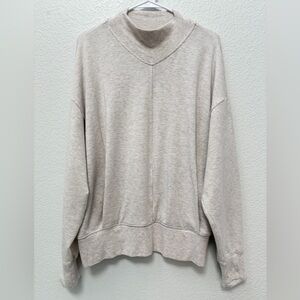 Athleta Women’s Heather Cream Apollo Mockneck Pocket Sweater Sz Large